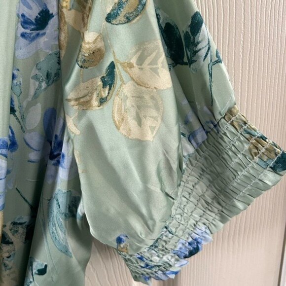 Bohme Floral Wrap Dress NWT Sz Medium Blue & Green - Picture 6 of 16